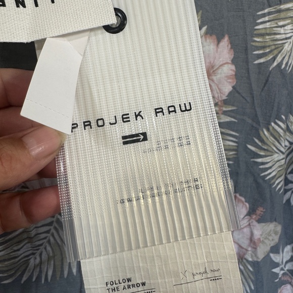 Projek Raw Hawaiian Shirt Mens Size XL Charcoal Floral Short Sleeve Linen Blend - Picture 3 of 9